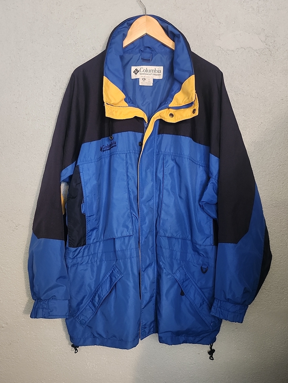 Columbia Blue and Black Colorblock Shell Jacket